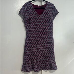 Banana Republic White and Purple V-Neck Sheath Dress